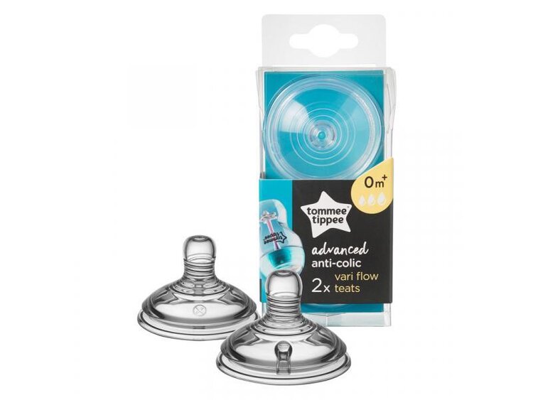 TOMMEE TIPPEE Náhradní dudlík Advanced Anti-Colic Vari Flow 0m+ 2 ks