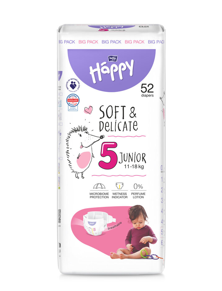 BELLA HAPPY Baby Pleny jednorázové Junior 11-18 kg Big Pack 52 ks