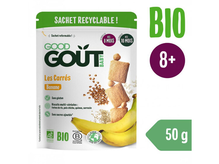 EXP: 22.02.2024 GOOD GOUT BIO Banánové polštářky 50 g