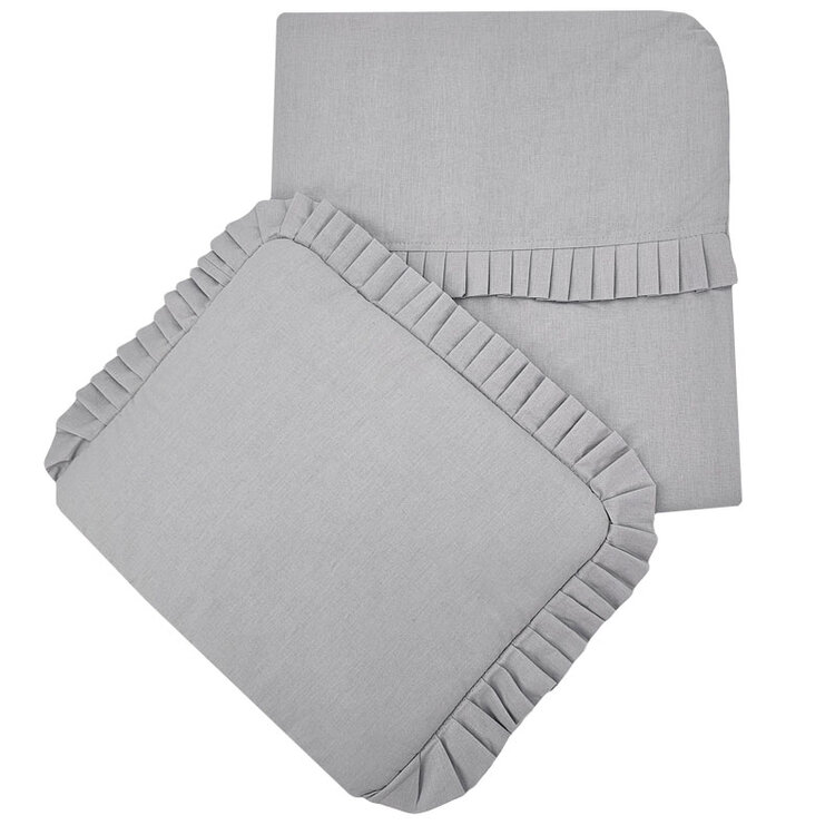 FEEDO Set do kočárku a postýlky s volánky Light Grey 30x35 cm