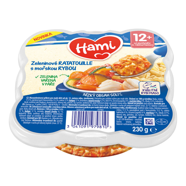 HAMI Talířek masozeleninový Zeleninové ratatouille s mořskou rybou 230g