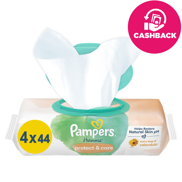 PAMPERS Ubrousky čisticí Harmonie Protect & Care 4 balení = 176 ubrousků