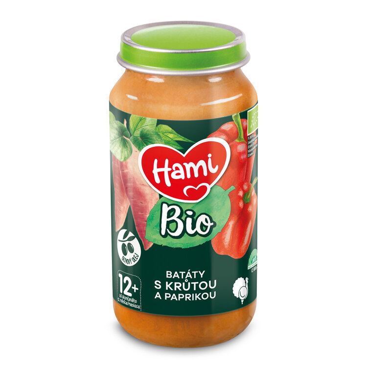 EXP: 21.07.2024 HAMI BIO Příkrm masozeleninový Batáty s krůtou a paprikou 250g