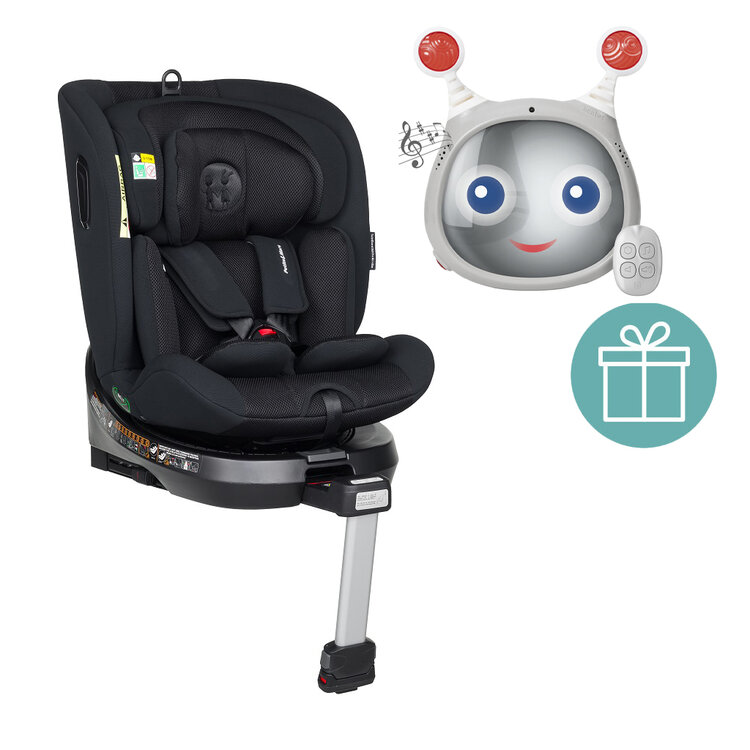 PETITE&MARS Autosedačka Twistguard Pro i-Size Black Air 40-150 cm + Zrcátko Oly Grey 0m+