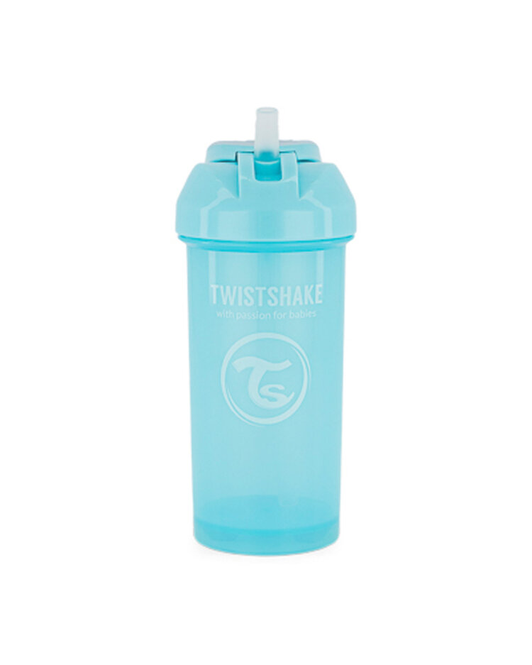 TWISTSHAKE Láhev netekoucí s brčkem 360 ml pastelově modrá 6m+