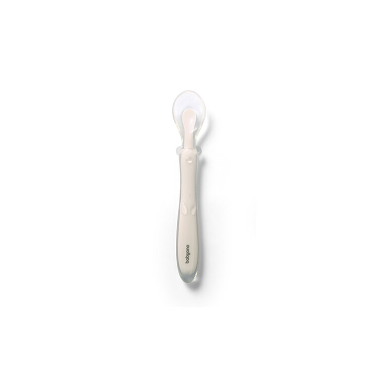 BABYONO Lžička silikonová - beige 6m+
