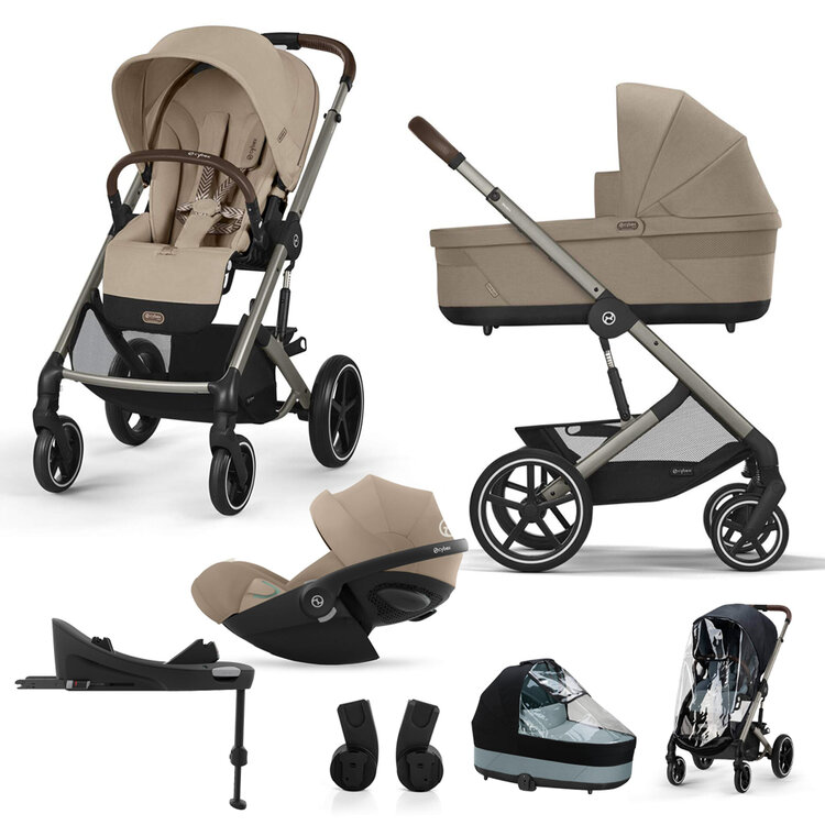 CYBEX SET Kočárek kombinovaný Balios S Lux Almond Beige Gold 2024 s autosedačkou a doplňky