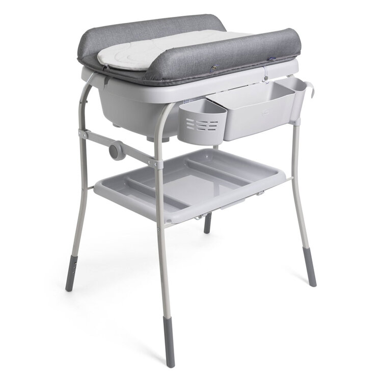 CHICCO Stolek přebalovací s vaničkou Cuddle & Bubble - Graphite Melange 0m+