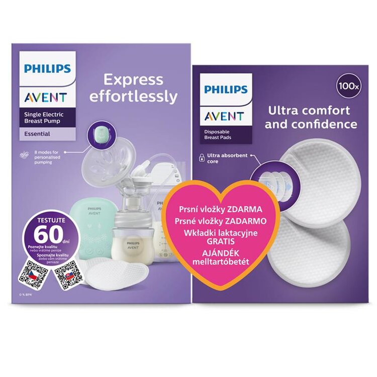 Philips AVENT Odsávačka mateřského mléka elektrická sada Essential SCD323/20+Dárek