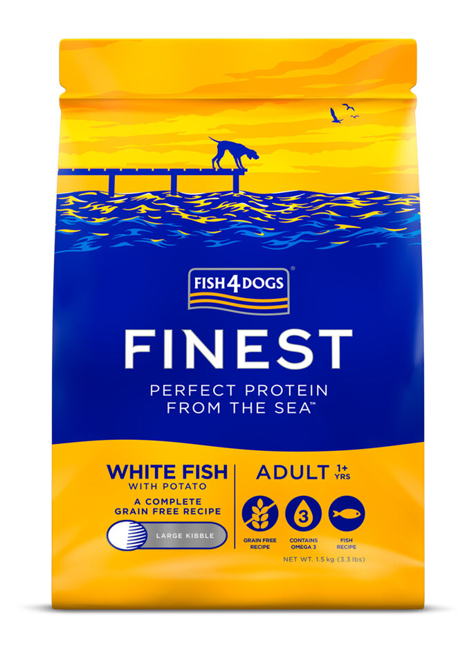 EXP: 5.12.2025 FISH4DOGS Granule velké pro dospělé psy Finest bílá ryba s bramborami 1