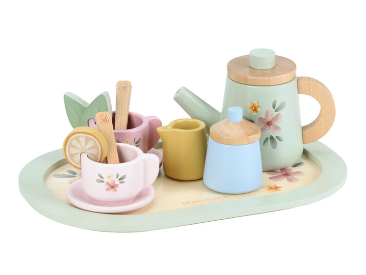 LITTLE DUTCH Čajový set dřevěný s květinovým potiskem