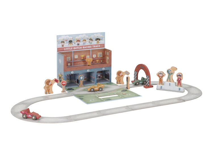 LITTLE DUTCH Dráha závodní s doplňky v kufříku