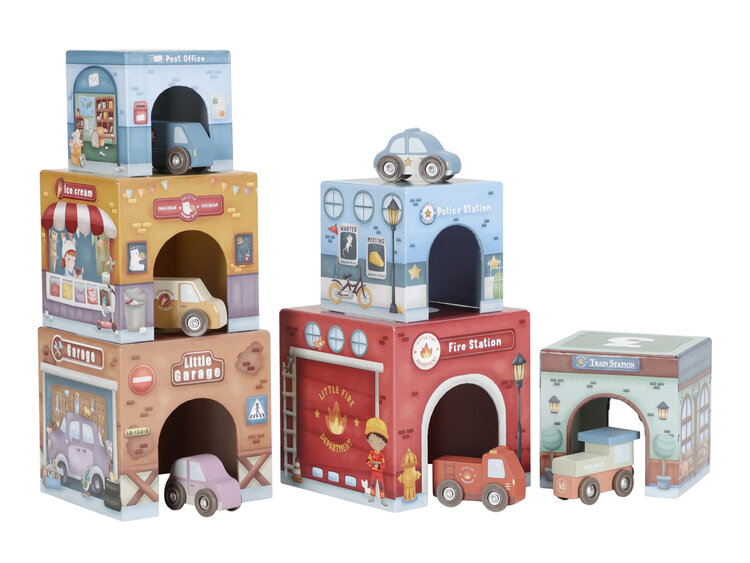 LITTLE DUTCH Kostky stohovací s autíčky