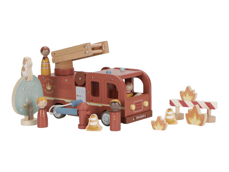 LITTLE DUTCH Náklaďák hasičský dřevěný