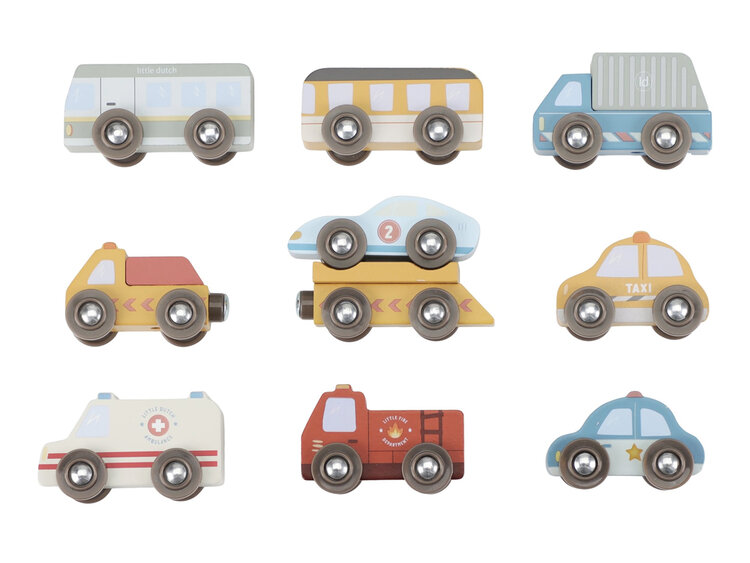 LITTLE DUTCH Sada dřevěných autíček