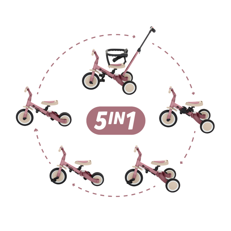 PETITE&MARS Tříkolka 5v1 Turbo Dusty Rose