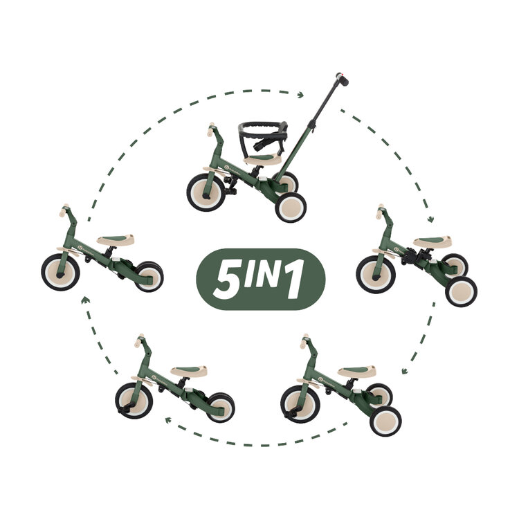 PETITE&MARS Tříkolka 5v1 Turbo Misty Green