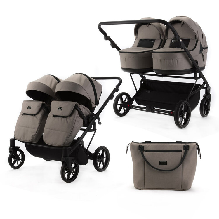 ADAMEX Kočárek dvojčatový Leo Beige