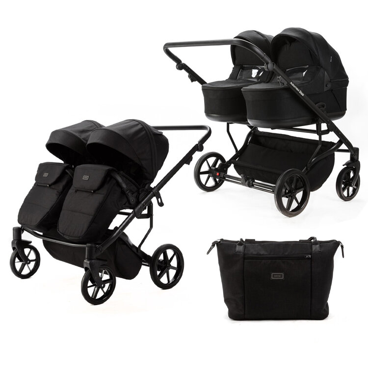 ADAMEX Kočárek dvojčatový Leo Black