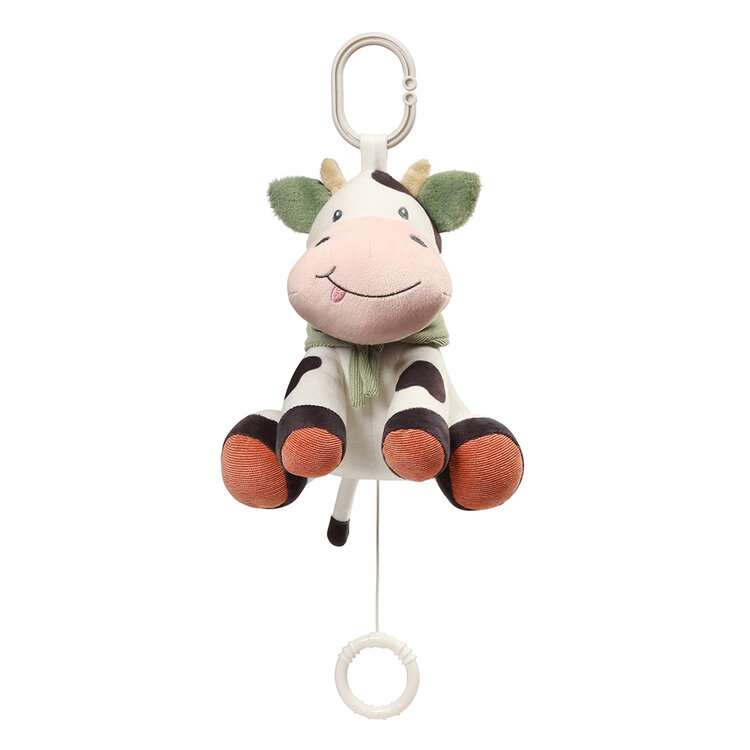 BABYONO Hračka hudební na C-kroužku Cow Bingo 0m+