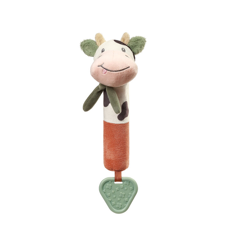 BABYONO Hračka pískací s kousátkem Cow Bingo 6m+