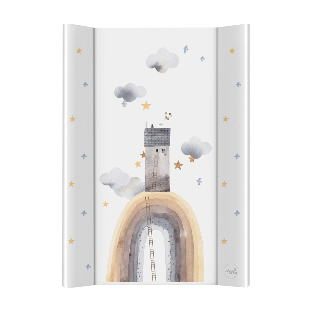 CEBA BABY Podložka přebalovací 2-hranná s pevnou deskou (50x70) Basic Rainbow Home