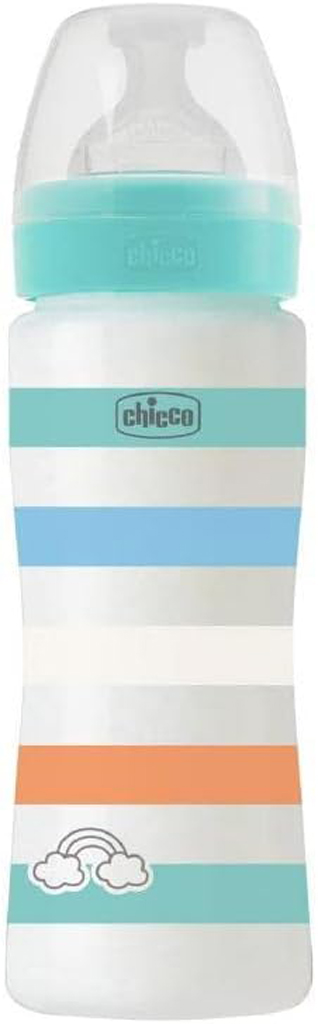 CHICCO Láhev kojenecká Well-being silikon 330 ml kluk