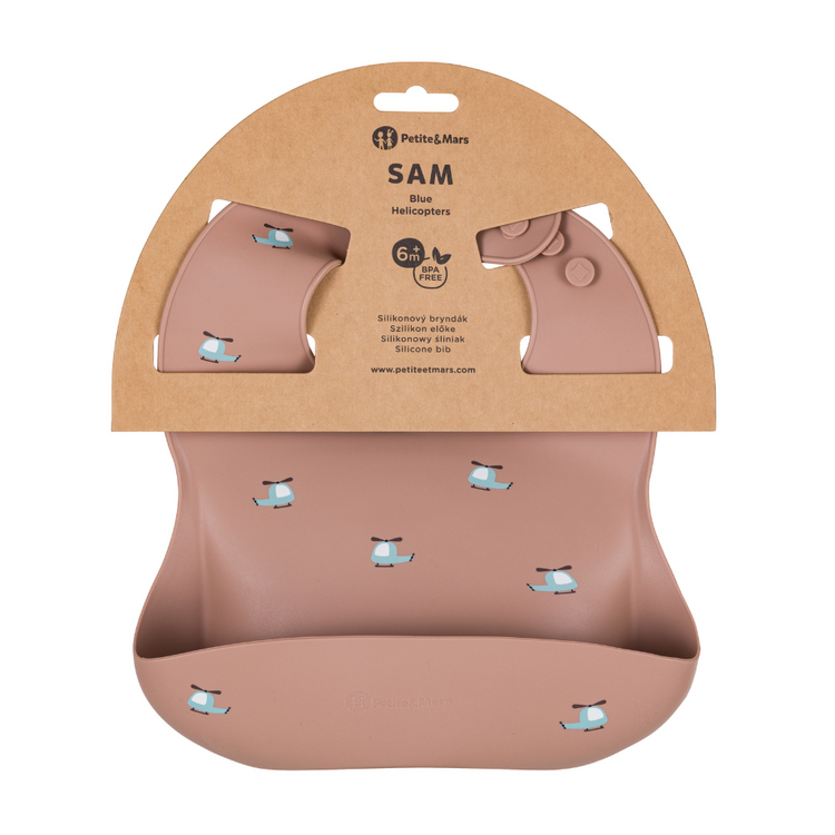 PETITE&MARS Bryndák silikonový Take&Match Blue Helicopters 6m+