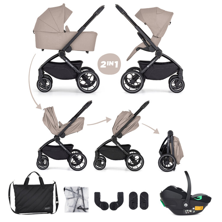 PETITE&MARS Kočárek kombinovaný SCOUT 3v1 Cappuccino Cream s Core Pro i-Size