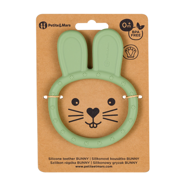 PETITE&MARS Kousátko silikonové Bunny Sweet Pea 0m+