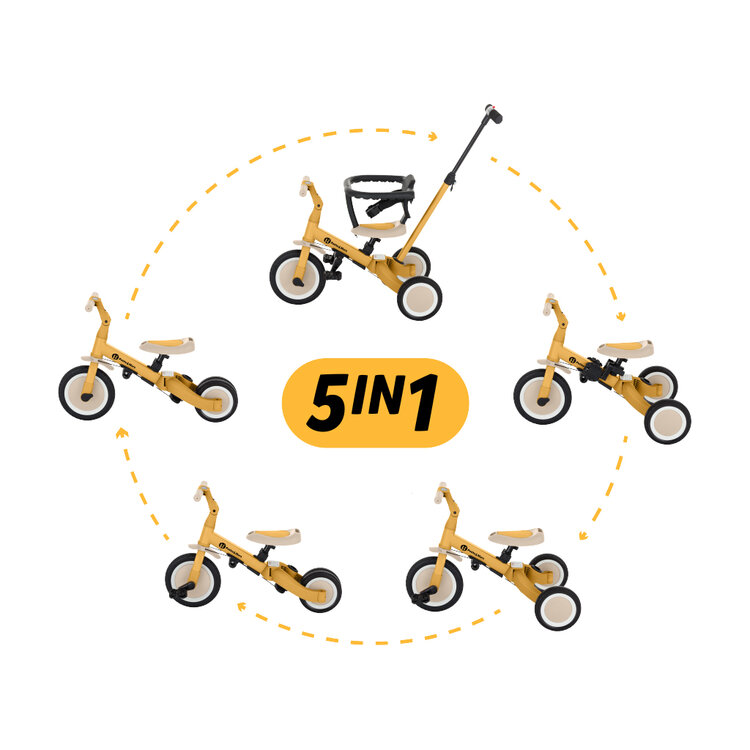 PETITE&MARS Tříkolka 5v1 Turbo Intense Ochre