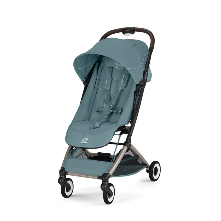 CYBEX Golfový kočárek Orfeo Stormy Blue Gold (Taupe Frame) Gold