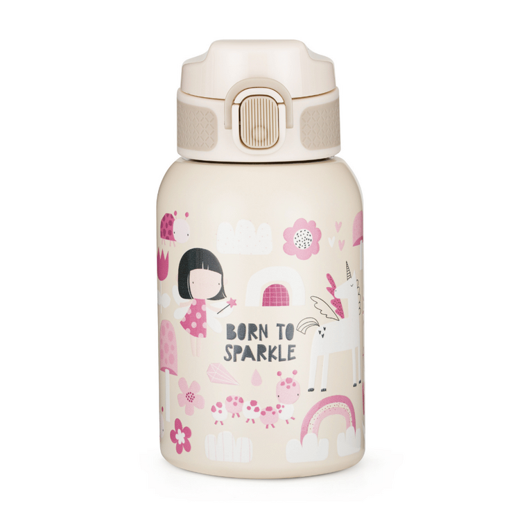 PETITE&MARS Láhev nerezová termo se slámkou 350 ml Twinkling Fairy 12m+