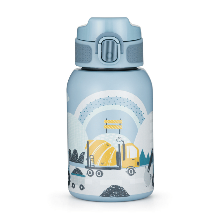 PETITE&MARS Láhev nerezová termo se slámkou 350 ml Work Zone 12m+
