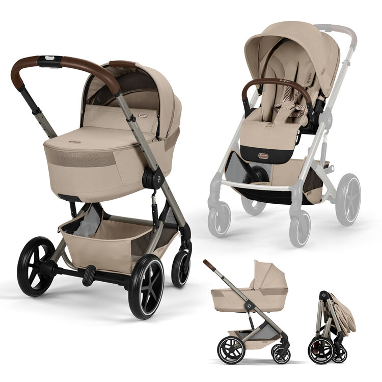 CYBEX Kočárek kombinovaný Balios S Lux & Balios Fold Cot Almond Beige Gold