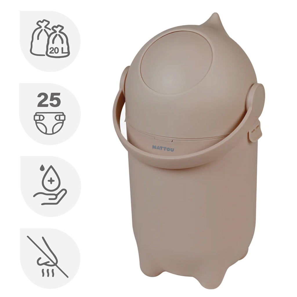 NATTOU Koš na pleny Dropy Taupe 27 cm