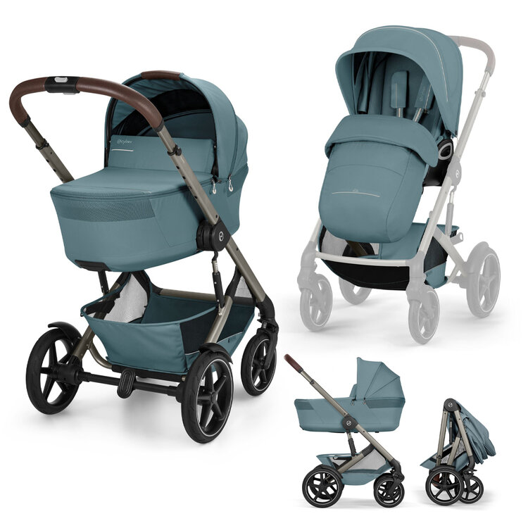 CYBEX Kočárek kombinovaný Talos S Lux & Talos Fold Cot Stormy Blue Gold