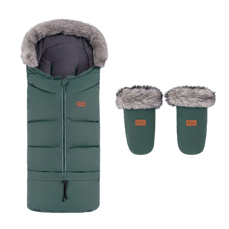 PETITE&MARS Set zimní fusak Arctic 4v1 + rukavice na kočárek Fjora Khaki