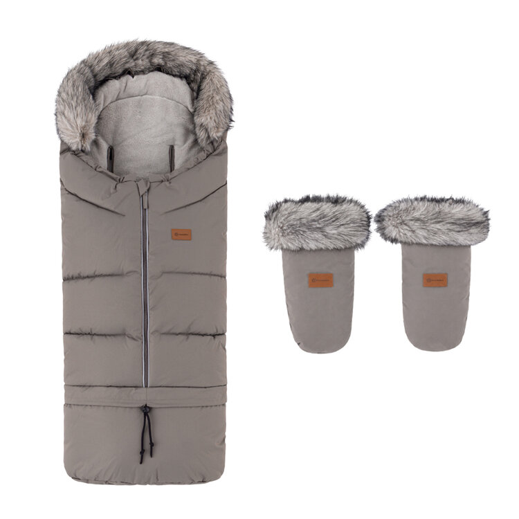 PETITE&MARS Set zimní fusak Arctic 4v1 + rukavice na kočárek Fjora Mocha Mousse