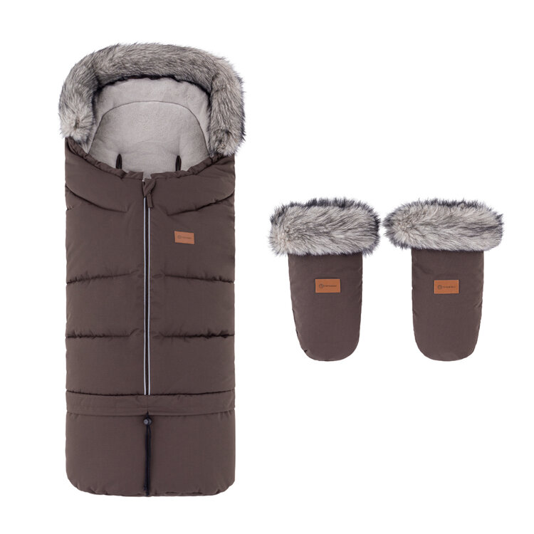 PETITE&MARS Set zimní fusak Arctic 4v1 + rukavice na kočárek Fjora Rich Brown