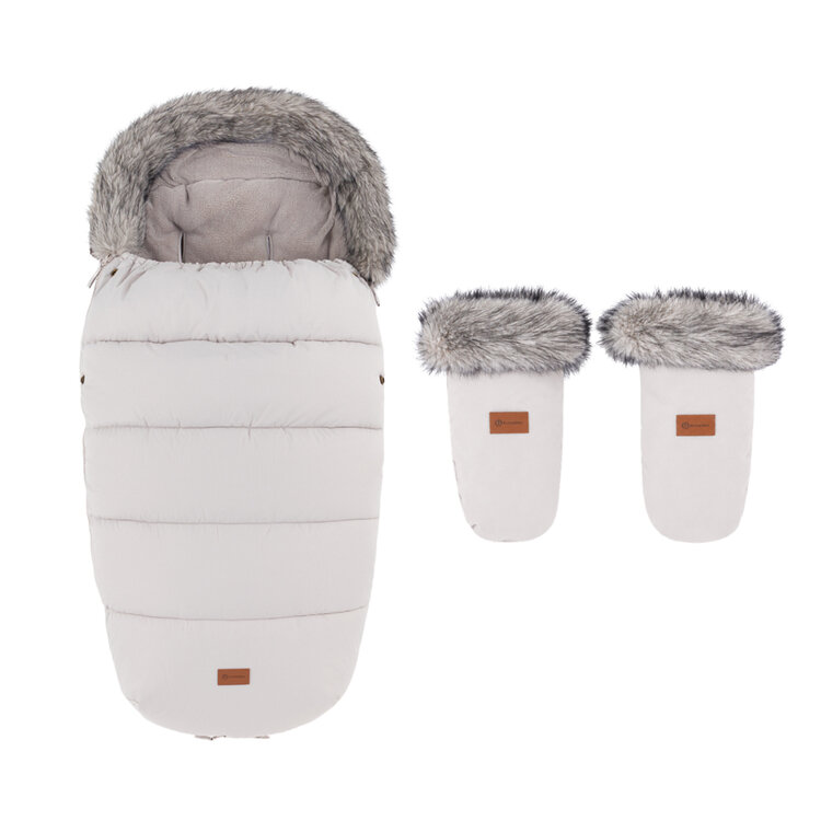 PETITE&MARS Set zimní fusak Comfy 4v1 + rukavice na kočárek Fjora Champagne Shower