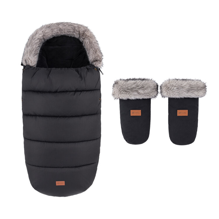 PETITE&MARS Set zimní fusak Comfy 4v1 + rukavice na kočárek Fjora Forever Black