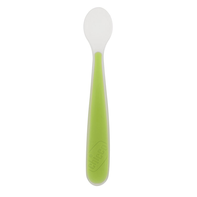 CHICCO Lžička silikonová Soft zelená 6m+