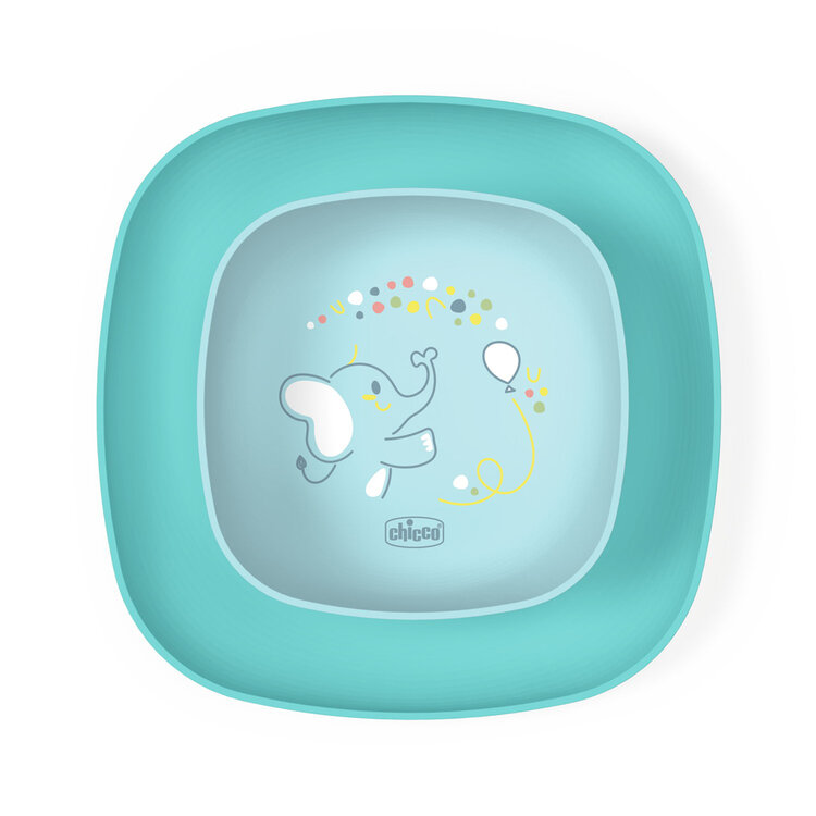 CHICCO Set jídelní - miska a talíř blue 12m+