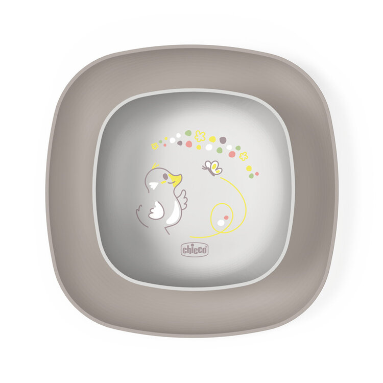 CHICCO Set jídelní - miska a talíř grey 12m+