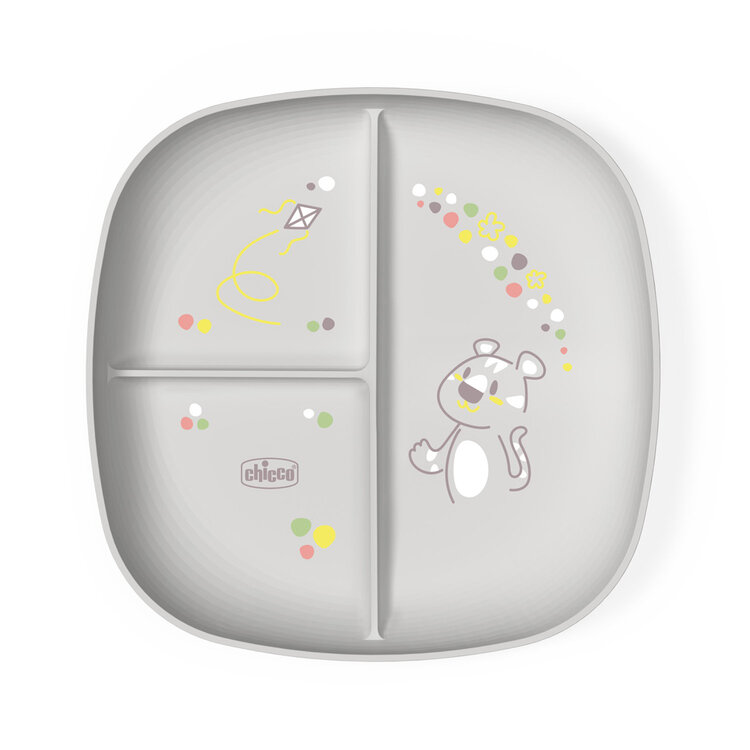 CHICCO Talíř dělený grey 12m+