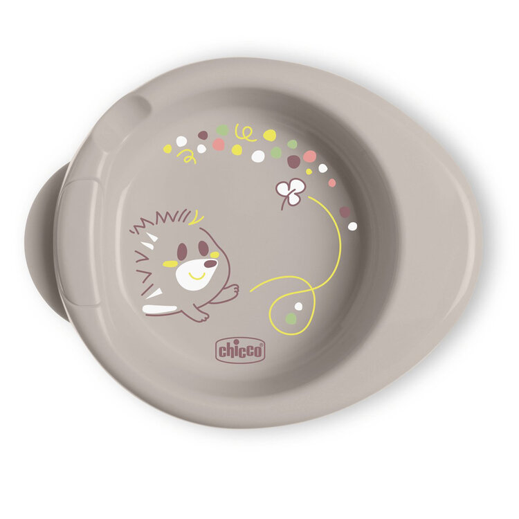 CHICCO Talíř protiskluzový udržující teplé jídlo grey 6m+