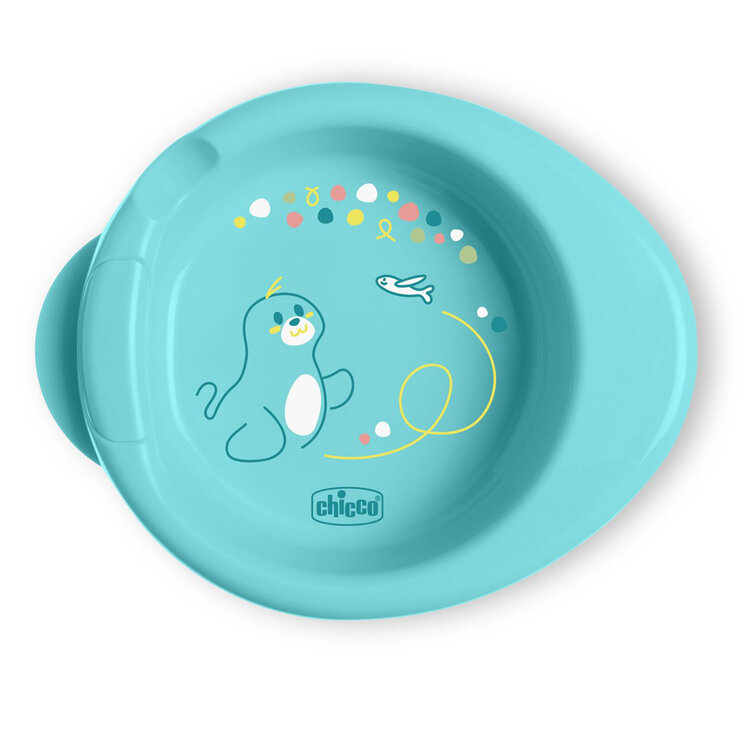 CHICCO Talíř protiskluzový udržující teplé jídlo teal 6m+