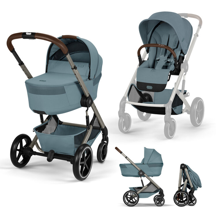 CYBEX Kočárek kombinovaný Balios S Lux & Balios Fold Cot Stormy Blue Gold