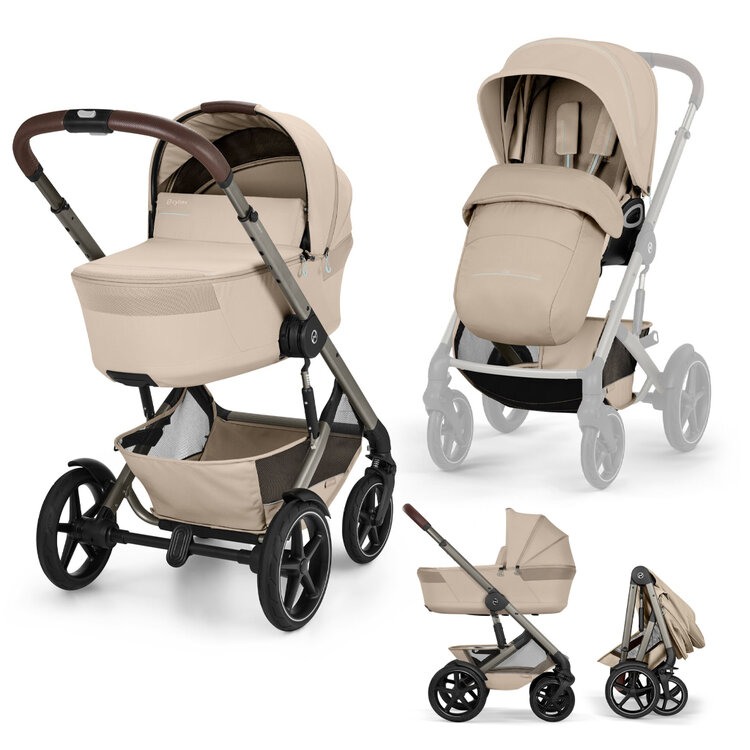 CYBEX Kočárek kombinovaný Talos S Lux & Talos Fold Cot Almond Beige Gold